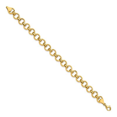 14K Yellow Gold Fancy Circle Link Bracelet – view 3