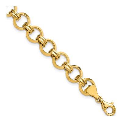 14K Yellow Gold Fancy Circle Link Bracelet