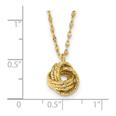 14K Yellow Gold Diamond-Cut Love Knot Necklace – view 4