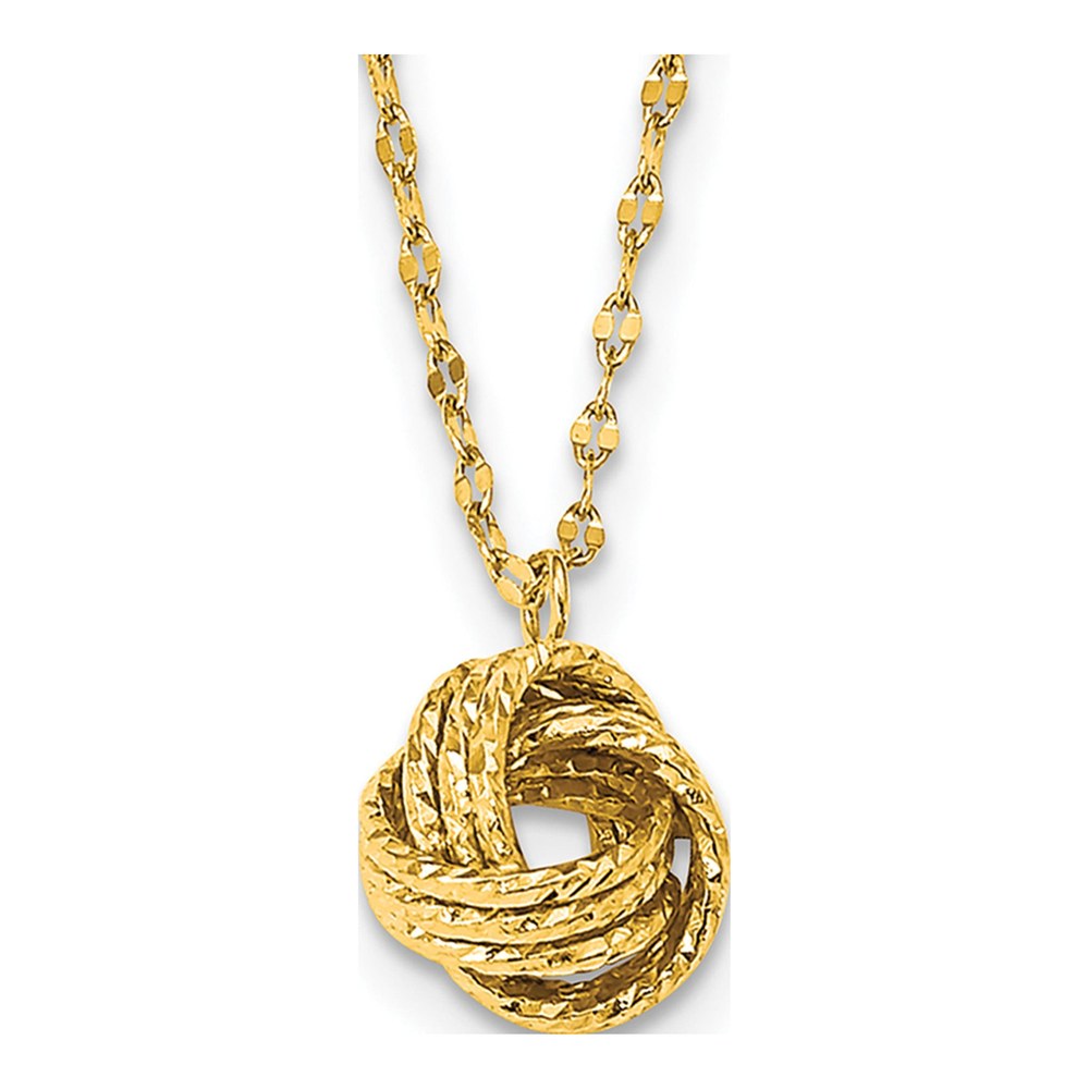 14K Yellow Gold Diamond-Cut Love Knot Necklace