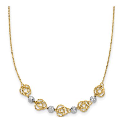 14K Two-Tone Gold Diamond-Cut Love Knot Necklace