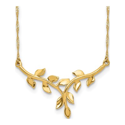 14K Yellow Gold Leaves Necklace