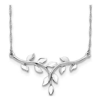 14K White Gold Leaves Necklace