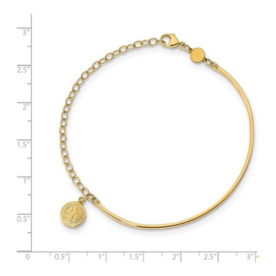 14K Yellow Gold St Benedict Medal Half- Bangle Bracelet – view 3