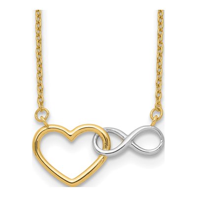 14K Yellow Gold Interlocked Heart Infinity Pendant Necklace