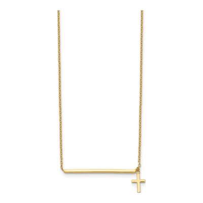14K Yellow Gold Bar Cross Choker Necklace – view 3