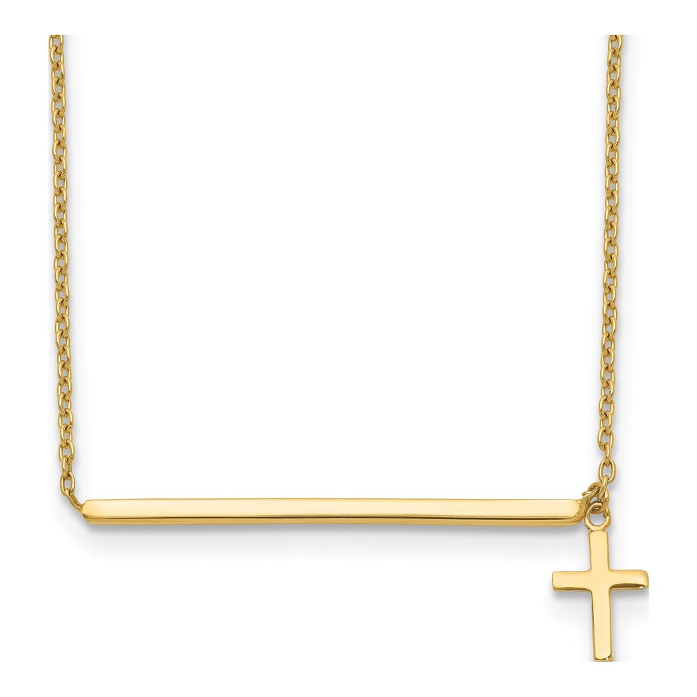 14K Yellow Gold Bar Cross Choker Necklace