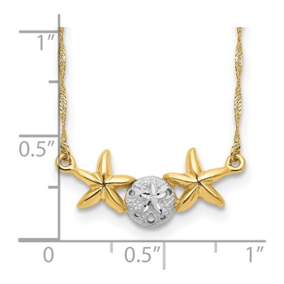 14K Yellow Gold Sand Dollar Starfish Necklace – view 4