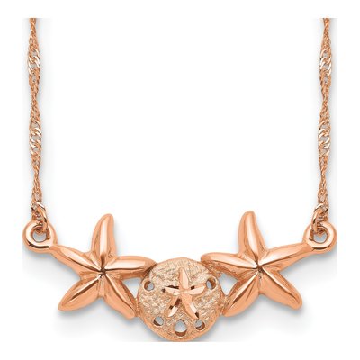 14K Rose Gold Sand Dollar Starfish Necklace