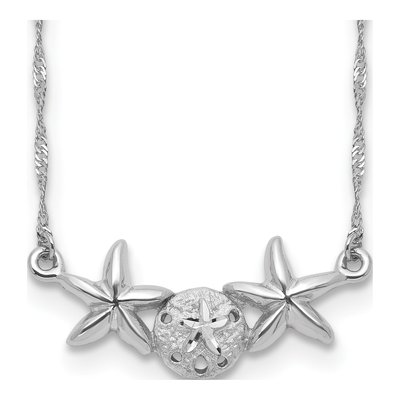 14K White Gold Sand Dollar Starfish Necklace