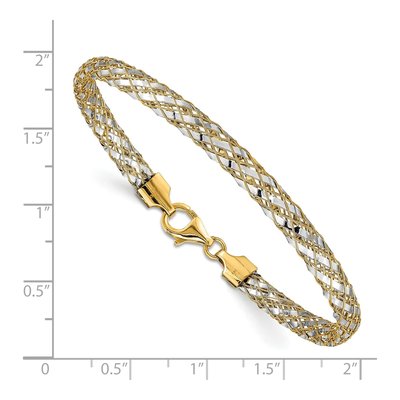 14K Yellow Gold 5.3mm Hollow Woven Mesh Fancy Link Chain Bracelet – view 3