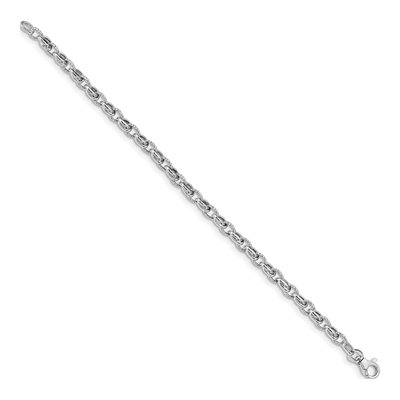 14K White Gold 6mm Hollow Fancy Link Chain Bracelet – view 3