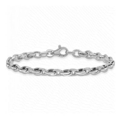 14K White Gold 6mm Hollow Fancy Link Chain Bracelet – view 4