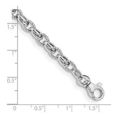 14K White Gold 6mm Hollow Fancy Link Chain Bracelet – view 5