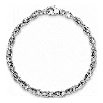 14K White Gold 6mm Hollow Fancy Link Chain Bracelet – view 6