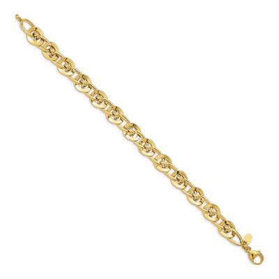 14K Yellow Gold 9.86mm Fancy Link Chain Bracelet – view 3