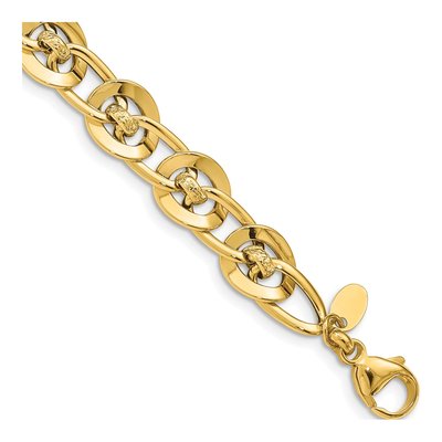 14K Yellow Gold 9.86mm Fancy Link Chain Bracelet
