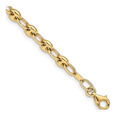 14K Yellow Gold 4.94mm Fancy Link Chain Bracelet