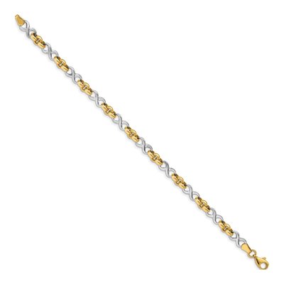 14K Two-Tone Gold Infinity Rolo Link Bracelet – view 3