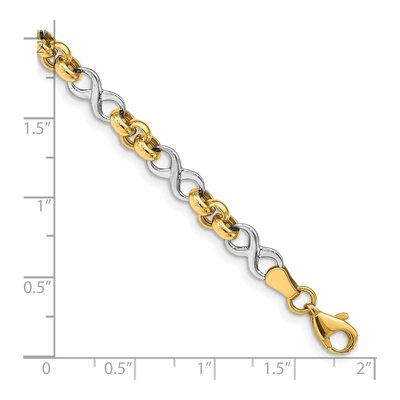 14K Two-Tone Gold Infinity Rolo Link Bracelet – view 4