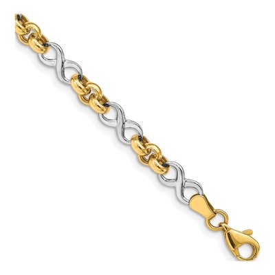 14K Two-Tone Gold Infinity Rolo Link Bracelet