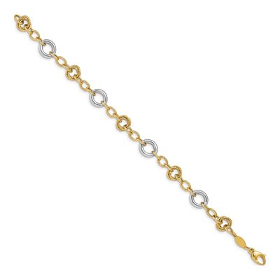 14K Two-Tone Gold 9.04mm Fancy Circles Cable Chain Bracelet – view 2