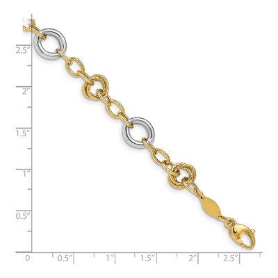 14K Two-Tone Gold 9.04mm Fancy Circles Cable Chain Bracelet – view 4
