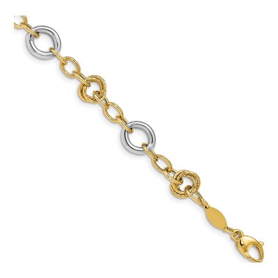 14K Two-Tone Gold 9.04mm Fancy Circles Cable Chain Bracelet