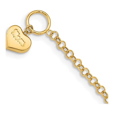 14K Yellow Gold MOM Heart Toggle Bracelet