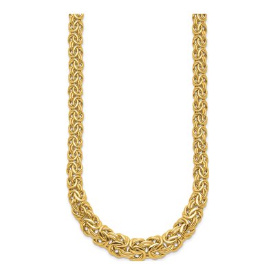 14K Yellow Gold 11.26mm Flat Graduated Byzantine Chain – view 3