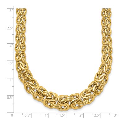 14K Yellow Gold 11.26mm Flat Graduated Byzantine Chain – view 4