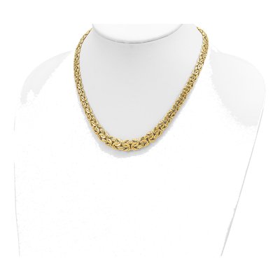 14K Yellow Gold 11.26mm Flat Graduated Byzantine Chain – view 5