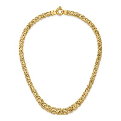 14K Yellow Gold 11.26mm Flat Graduated Byzantine Chain – view 6
