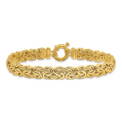 14K Yellow Gold Flat Byzantine Bracelet – view 4