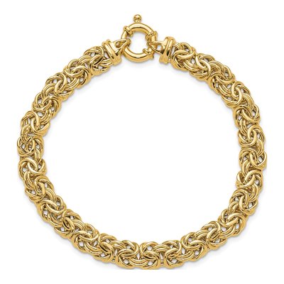 14K Yellow Gold Flat Byzantine Bracelet – view 5
