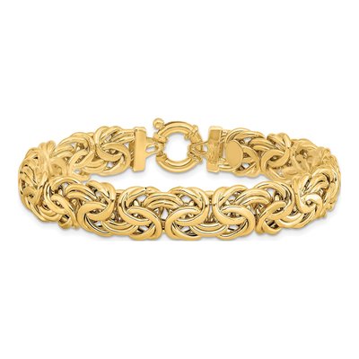 14K Yellow Gold Flat Byzantine Bracelet – view 4