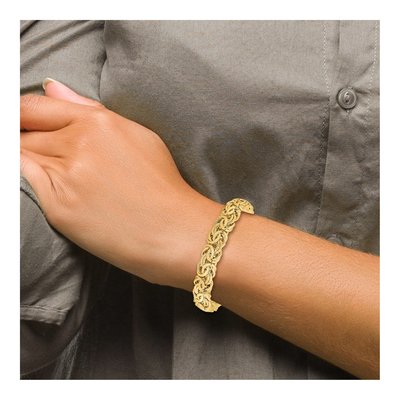 14K Yellow Gold Flat Byzantine Bracelet – view 6