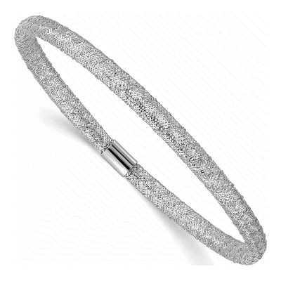 14K White Gold 4mm Woven Stretch Mesh Chain Bracelet
