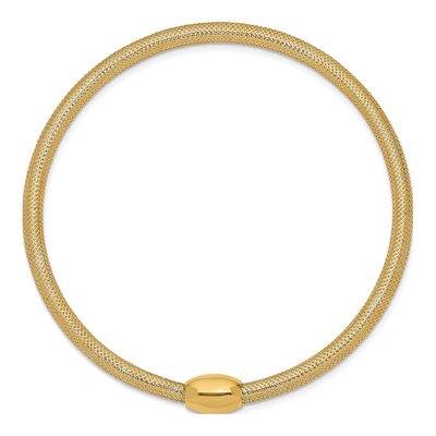 14K Yellow Gold 3mm Hollow Woven Stretch Mesh Chain Bracelet – view 3