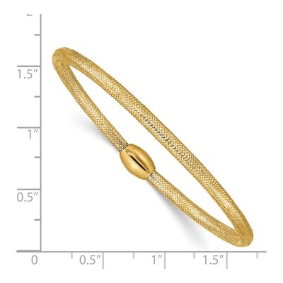 14K Yellow Gold 3mm Hollow Woven Stretch Mesh Chain Bracelet – view 4