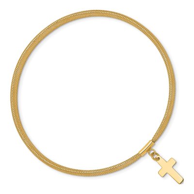 14K Yellow Gold Woven Mesh Cross Stretch Bracelet – view 3
