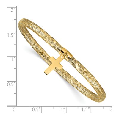 14K Yellow Gold Woven Mesh Cross Stretch Bracelet – view 4