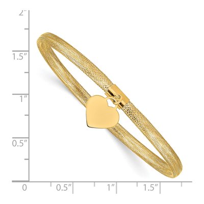 14K Yellow Gold Heart Mesh Stretch Bracelet – view 4