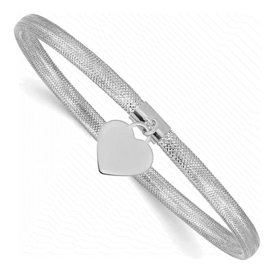 14K Yellow Gold 4mm Heart Stretch Mesh Chain Bracelet