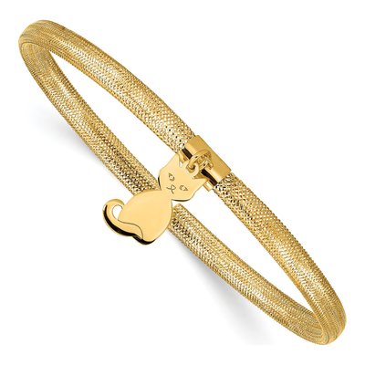 14K Yellow Gold Cat Mesh Stretch Bracelet