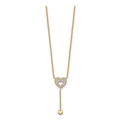 14K Yellow Gold CZ Heart Necklace – view 3