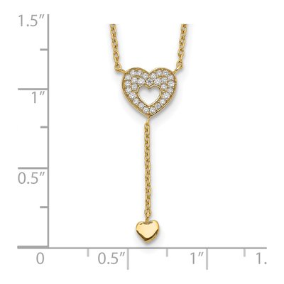 14K Yellow Gold CZ Heart Necklace – view 4
