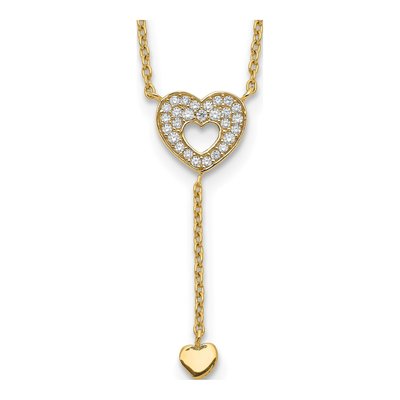 14K Yellow Gold CZ Heart Necklace