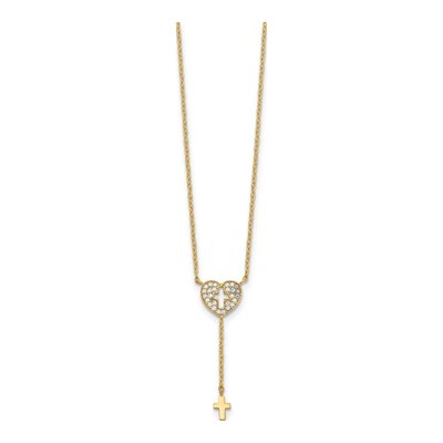 14K Yellow Gold CZ Heart Necklace – view 3