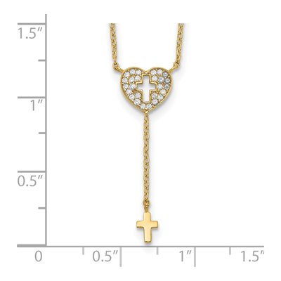 14K Yellow Gold CZ Heart Necklace – view 4